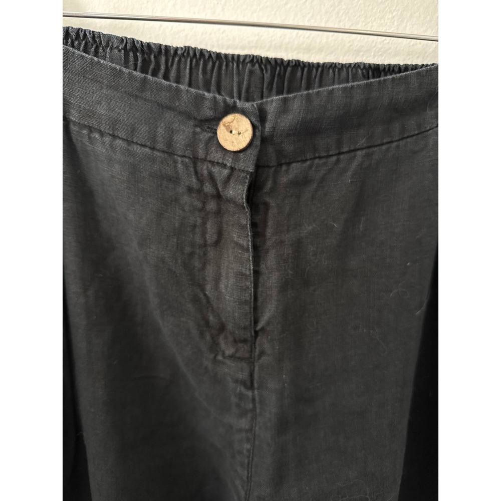 Women's Black Linen Pants Size XL Natural Minimalist Sustainable - Picture 2 of 6
